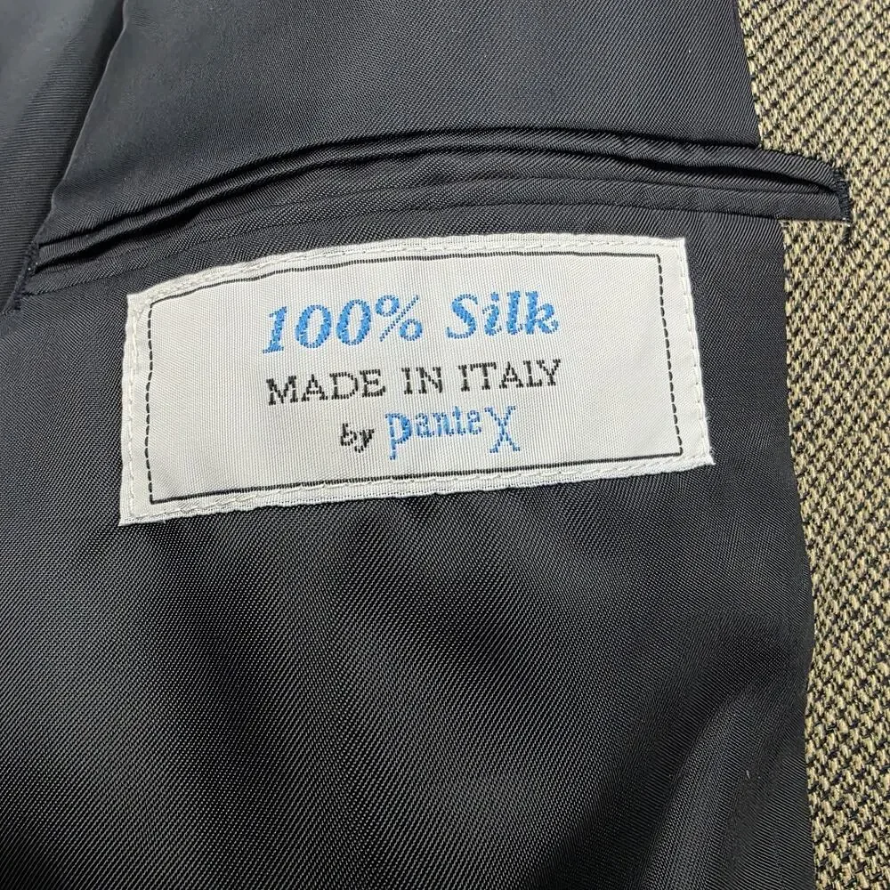 Versini Blazer Mens 46 Brown Black 100% Silk Italian Fabric Notch Lapel Jacket